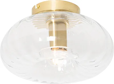 Produktbild von QAZQA - Art Deco Art-Deco-Deckenleuchte I Deckenlampe I Lampe I Leuchte Gold I Messing mit Glas - Ayesha I Wohnzimmer I Schlafzimmer - Rund - LED geeignet E27