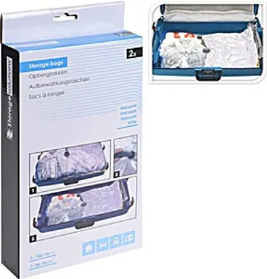 Produktbild von STORAGE SOLUTIONS Vakuumbeutel für Kleidung Bettwäsche 130x74 + 86x50 cm VAKUUMBEUTEL-SET
