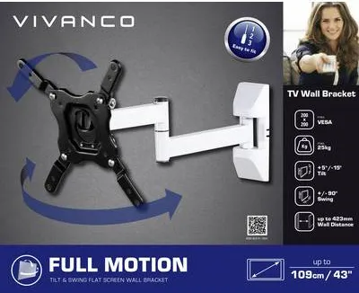 Obrázok produktu pre ViVanco™BFMO 6020 W, 75 x 75 mm, 200 x 200 mm, -15 - 5°, -90 - 90°, Oceľ, Biela