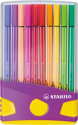 Produktbild von Premium-Filzstift - STABILO Pen 68 ColorParade in lila - 20er Tischset zum Mitnehmen - mit 20 verschiedenen Farben