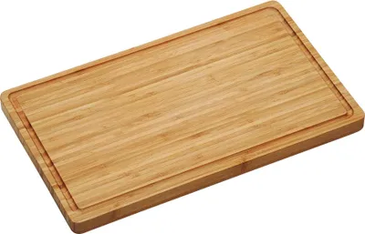Zdjęcie produktu dla Profesjonalna deska do krojenia KESPER bambus  , 45 x 27 x 3 cm, z rowkiem na sok, antypoślizgowymi nóżkami i zaokrąglonymi rogami, 58152