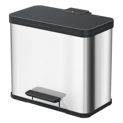 Produktbild von Hailo Öko duo Plus L Tret-Mülltrenner - freistehender 17+9 Liter Doppelmülleimer aus Edelstahl - Mülltrennsystem mit soft close Deckel - 2-fach Abfalltrenner für die Küche