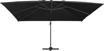 Image de vidaXL Parapluie avec lampes LED et mât en aluminium 400x300 cm noir