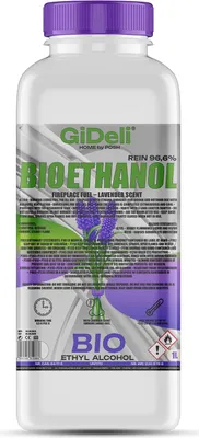 Obrázok produktu pre Bioetanol s vôňou levandule 96,6 % 1 l pre krby Universal Bez dymu Bez sadzí GiDeli