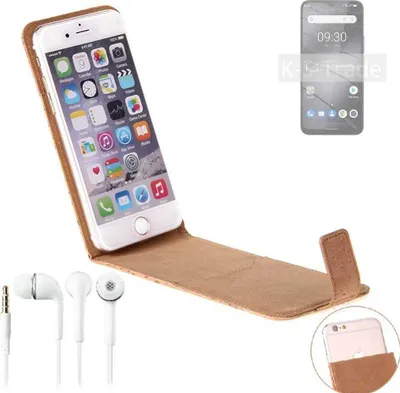 Produktbild von K-S-Trade Schutzhülle mit Kopfhörer kompatibel mit Gigaset GS5 Lite Handyhülle Cover Kork Tasche Flipstyle Case