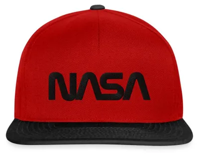 Produktbild von Spreadshirt NASA Logo Schwarz Stick Snapback Cap, One size, Rot/Schwarz