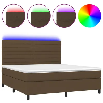 Produktbild von Boxspringbett mit Matratze & LED Dunkelbraun 160x200 cm Stoff