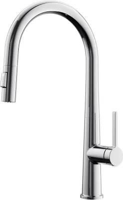 Obrázok produktu pre Uniqoos® kuchynská batéria s výsuvnou sprchou (40 cm), otočná o 360°, vysoký výtok, zinková zliatina, keramická kartuša, chrómový povrch