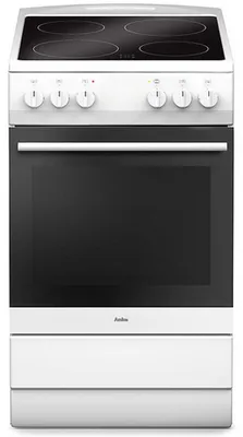 Produktbild von Amica SHC 11505 W, Freistehender Herd, Schwarz, Weiß, Drehregler, Weiß, Vorderseite, Keramik