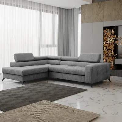 Produktbild von Ecksofa Schlafsofa AMADEO Stoff Anafi Anthrazit Ottomane Links