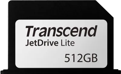 A close-up product shot of a Transcend JetDrive Lite 330 flash memory card.