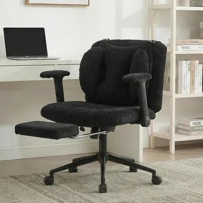Produktbild von Bürodrehstuhl, höhenverstellbar, mit Fußstütze, 150 kg Tragkraft, 80 x 55 x 86 cm, Schwarz