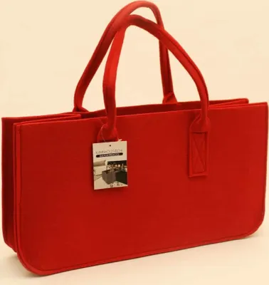 Produktbild von Tasche für Kaminholz aus rotem Filz 50x25x25cm
