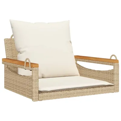 Immagine prodotto di Sedia sospesa con cuscino Beige 63x62x40 cm Poli rattan