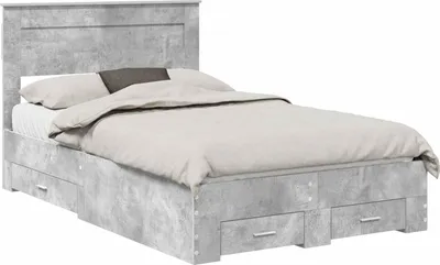 Imagen del producto de Estructura de cama con cajones, color gris cemento, 120 x 190 cm, fabricada en material de madera