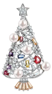 Immagine prodotto di Elegante spilla con zirconi per donna, placcata in oro bianco