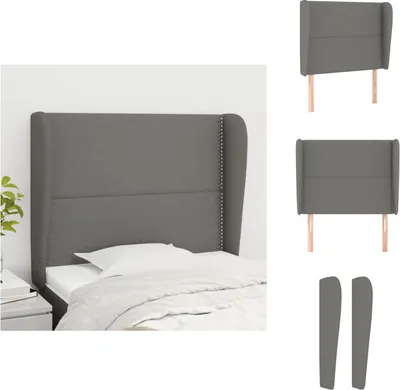 Produktbild von vidaXL Kopfteil mit Ohren Dunkelgrau 103x23x118/128 cm Stoff -  Kopf- & Fußenden