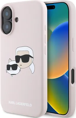 Image de Karl Lagerfeld Klhmp16Sskchpplp Iphone 16 6.1 Pink/Pink Hardcase Silicone Double Heads Print Magsafe