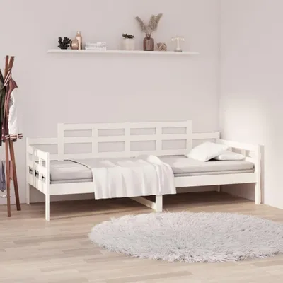 Image de Canapé-lit en bois, dimensions 90x190 cm, de couleur blanche