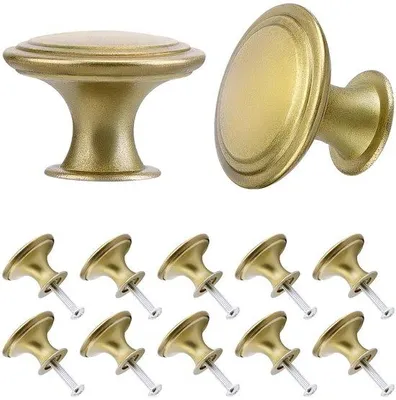 Obrázok produktu pre Unyqoos® Sada – 12 vintageových úchytiek (s vzhľadom mosadze), priemer 30 mm, zinková zliatina a železo, vhodné na zásuvky a skrinky, jednoduchá montáž