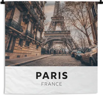 Produktbild von MuchoWow® Wandteppich Wandbehang Paris - Frankreich - Eiffelturm 150x150 cm Tapisserie Dekoration Wandtuch - Wohnaccessoires - Modernes