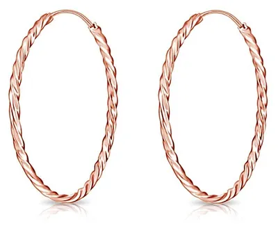 Image de Boucles d'oreilles créoles en argent 925 et or rose