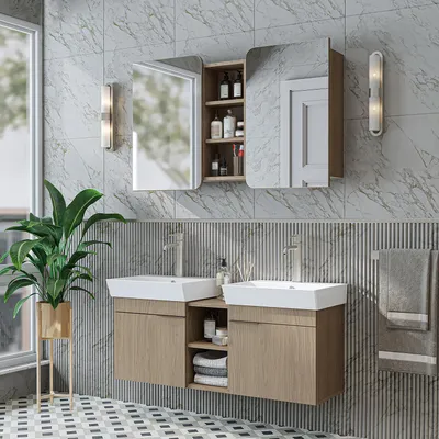 Produktbild von Roomart LYCIA-120 Badmöbel-Set 2-teilig 121 cm breit, Eiche(Hell)