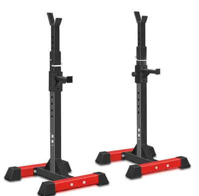 Immagine prodotto di Supporto per squat regolabile in altezza - Capacità di carico: 120 kg - Colore: nero e rosso