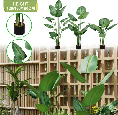 Image de XINZI Palmier artificiel 120cm - Avec pot, feuillage réaliste, sans entretien, pour salon/chambre/bureau/jardin