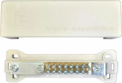 Produktbild von SLS Potentialausgleichsschiene mit Fußplatte, Messing, grau, 1 Stk.