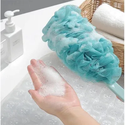 Produktbild von 2 Stück Rückenbürsten mit langem Stiel, Badeschwämme und Eincremehilfen für den Rücken, Netz-Badebürsten zum Peeling und für die Massage, Duschbürsten für Damen und Herren