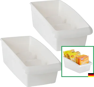 Produktbild von Novaliv Suppentütenbox klein 2er Set Schubladen Organizer Küche - 25 x 12 cm WEISS Gewürzaufbewahrung Box - Ordnungssystem für Schubladen - Aufbewahrung & Organisation für Dressing & Backzutaten