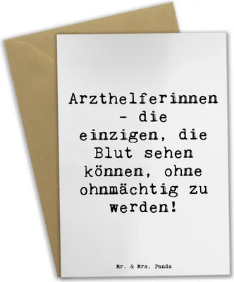 Produktbild von Mr. & Mrs. Panda Glückwunschkarte Spruch Tapfere Arzthelferin - Weiß - Geschenk, Arztpraxis, Berufe, einladungskarten, Beruf, weihnachtskarten, Berufspassion, Hingabe