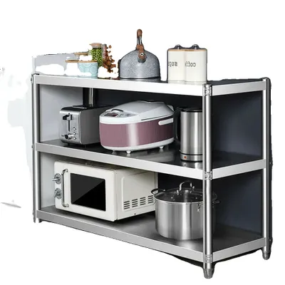 Immagine prodotto di Scaffale in acciaio inox per impieghi gravosi, design a tre strati, capacità di carico di 50 kg, facile da montare,