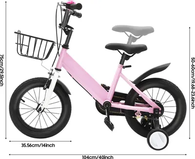 Productafbeelding van Kindermotorfiets - Wielmaat 35 cm - Stabilisatorwielen - Leeftijd 3–5 jaar - Maximaal gewicht 35 kg - Frame van koolstofstaal - Velgremmen - Roze
