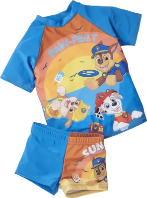 Produktbild von Paw Patrol Schwimmset UV-Schutz 50+ für Jungen - Kinder Badeanzug Shirt und Hose Zweiteiler Blau 122-128