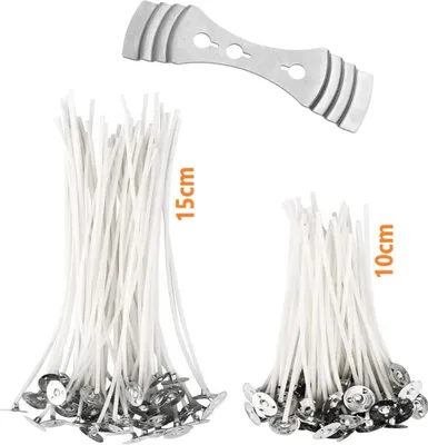 Produktbild von 100 STK. Kerzendocht (10cm und 15cm) | 100% natürlich aus Baumwolle | Candle Wick | Runddocht, Teelichtdochte für DIY Kerzenherstellung