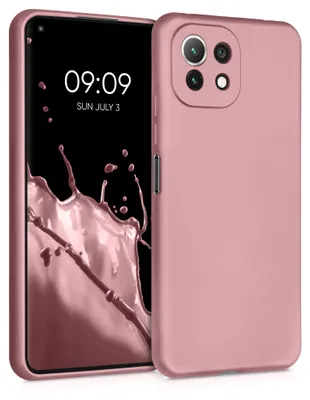 Produktbild von kwmobile Handyhülle für Xiaomi 11 Lite (5G) NE / Mi 11 Lite (5G) Hülle - Silikon Case metallisch schimmernd - Schutzhülle Cover - Metallic Rosegold