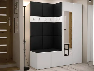 Obrázek produktu pro Stěna do předsíně s čalouněnými panely 42x42 SELAND 10 - bílá / černá