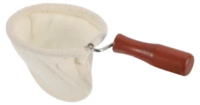 Kaffeefilterbeutel aus Stoff, wiederverwendbar, mit Holzgriff, klein, beige
