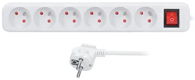 Zdjęcie produktu dla Solight Biały przedłużacz, przełącznik, 6 gniazd, 2m PP71