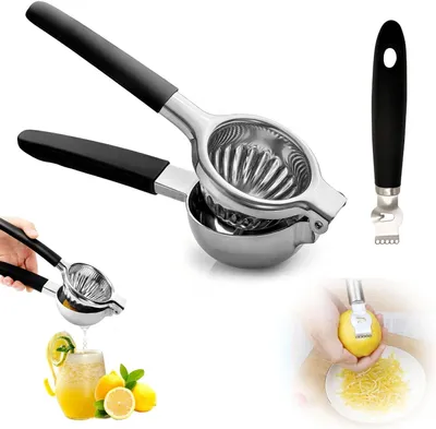 Imagen del producto de Exprimidor de cítricos de acero inoxidable con rallador, de uso manual, apto para lavavajillas, ideal para la cocina