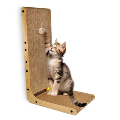Produktbild von LINUMA® Kratzbrett 68cm hoch, Kratzbretter Katze, Kratzbrett Katze, Katzenkratzbretter, Kratzmöbel Katze, Kratzpappe für Katzen groß XXL Betten, Decke