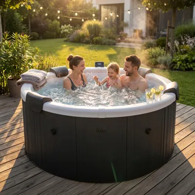 Produktbild von Miweba Whirlpool MSpa Frame Denver | 6 Personen - Outdoor Pool - Feste Außenwand - 130 Massagedüsen - Ganzjähriger Einsatz - Winterfest - 182x182x70cm