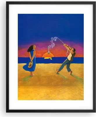 Produktbild von Gerahmtes Poster - Schwarzer Rahmen - Symbol Liebe Surrealismus - 40x50 cm - Wand Bild - Wanddeko - Wandbilder - Kunstposter - Wandposter - Bilderrahmen - Bilder - Kunstdruck - P2BPA40x50-4411