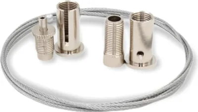 Produktbild von Spannset für den Innenbereich - Drahtseil Ø 1,5 mm | vernickelt | Länge 5000 mm