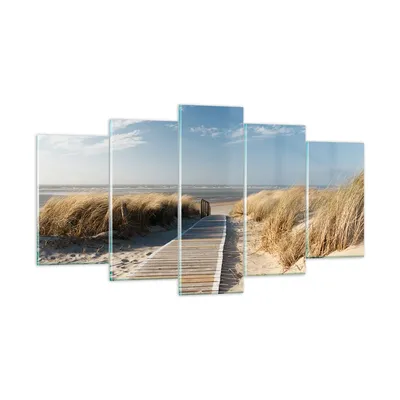 Produktbild von Bilder auf glas - Strand Meer Fußgängerbrücke Ufer - 160x85cm - Glasbilder - Wandbilder - Kunstdruck - zum Aufhängen bereit - Wanddekoration aus Glas - Glas Bilder - Wandbild auf Glas - GEA160x85-2657