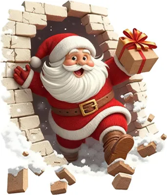 Produktbild von 3D-Weihnachtsmann-Wandaufkleber, festliche Dekoration für Zuhause/Büro/Küche/Schlafzimmer, Backsteinoptik