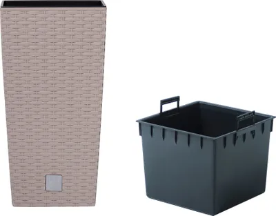 Immagine prodotto di vaso per piante da 50 cm in rattan, fioriera con fioriera, moka