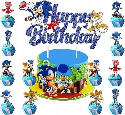 Produktbild von Tortenaufsatz Sonic Sonic Dekoration Cupcakes Muffins Geburtstagsdekoration